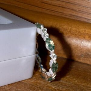 Marquise moss agate eternity band